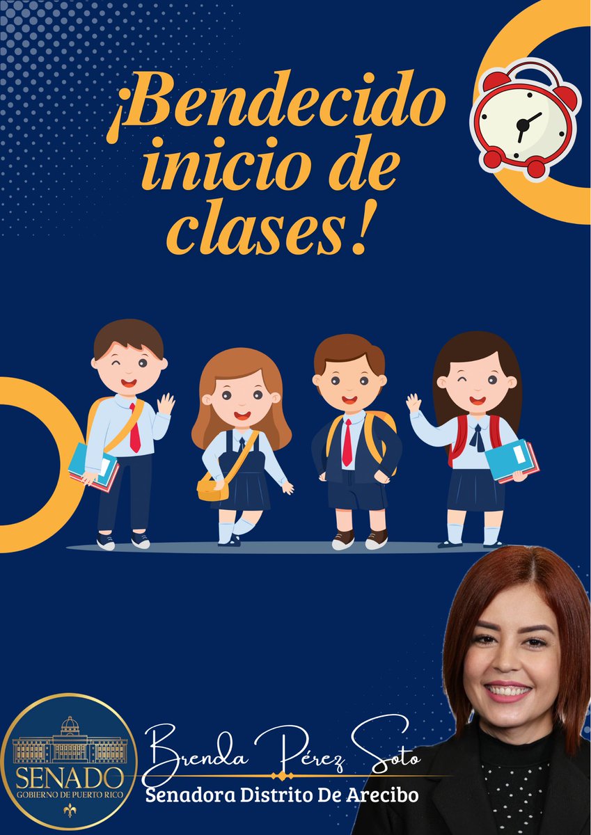 Con mucha alegría y esperanza, deseo un feliz inicio de clases a todo el personal escolar de nuestro distrito y de todo Puerto Rico.

A nuestros maestros, directores, consejeros, trabajadores sociales, personal de apoyo y empleados escolares: gracias por su vocación, entrega.