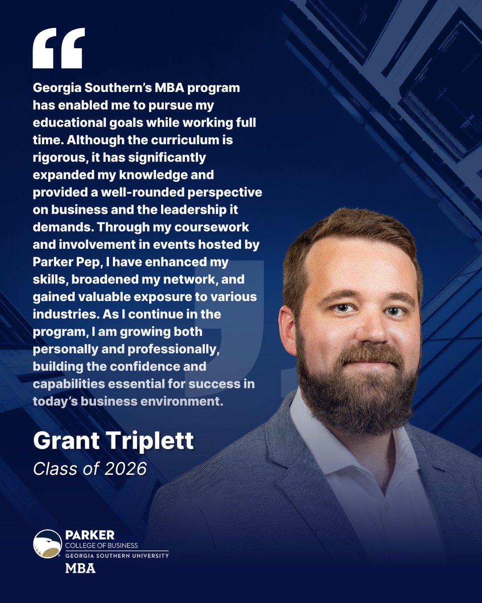 Today, our student testimonial comes from Grant Triplett, class of 2026! Grant also serves as the Budget Analyst for the Division of Continuing &amp; Professional Education here at Georgia Southern!:

Thank you so much, Grant, for sharing your experience with us!🦅🎓