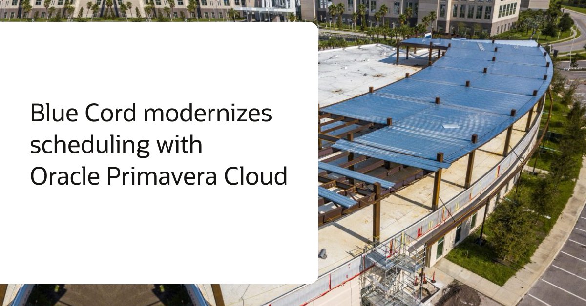 Blue Cord eliminated version risk, standardized schedules portfolio‑wide, and improved reporting timeliness and accuracy with Oracle Primavera Cloud, building a foundation for AI-driven project governance. Read the story: social.ora.cl/6016CUUlo