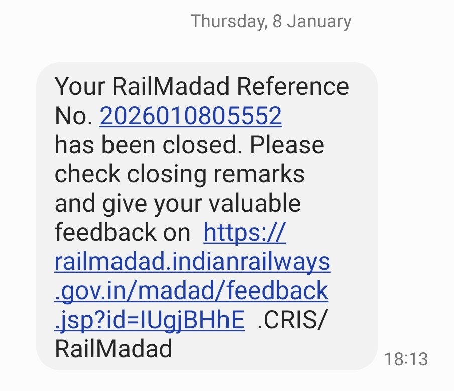 mkshashi's tweet photo. @RailwaySeva @BhusavalDivn No on ground action by 18:36 taken and complaint is closed at 18:13. Also gave feeback accordingly.  Thankyou for doing 1%.
Great sucess of @narendramodi ji and his @RailMinIndia. https://t.co/OVux2LOKnO