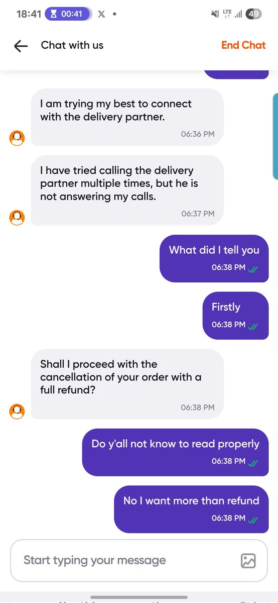 sizzlinsaka's tweet photo. @SwiggyCares It's attached, plus this is the quality of resolution your customer care executives provide. https://t.co/aY7xrf5OO9