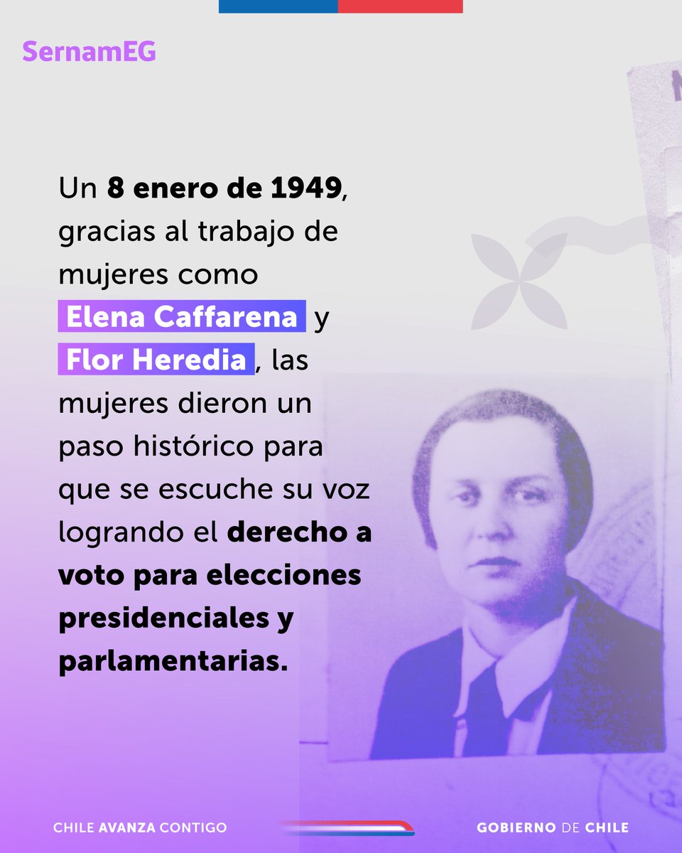 SernamEGBioBio's tweet photo. 🗳️Un día como hoy, pero en 1949, se promulgó la ley que permitió que las mujeres pudieran votar en elecciones presidenciales y parlamentarias. Cuando las mujeres participan en igual de condiciones  se fortalece la democracia y avanzamos hacia una sociedad más justa e igualitaria. https://t.co/55LlR7iApd