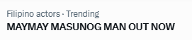 alg1622's tweet image. Wow trending yarnnnn kaso wala pa sa TL ko.

MAYMAY MASUNOG MAN OUT NOW