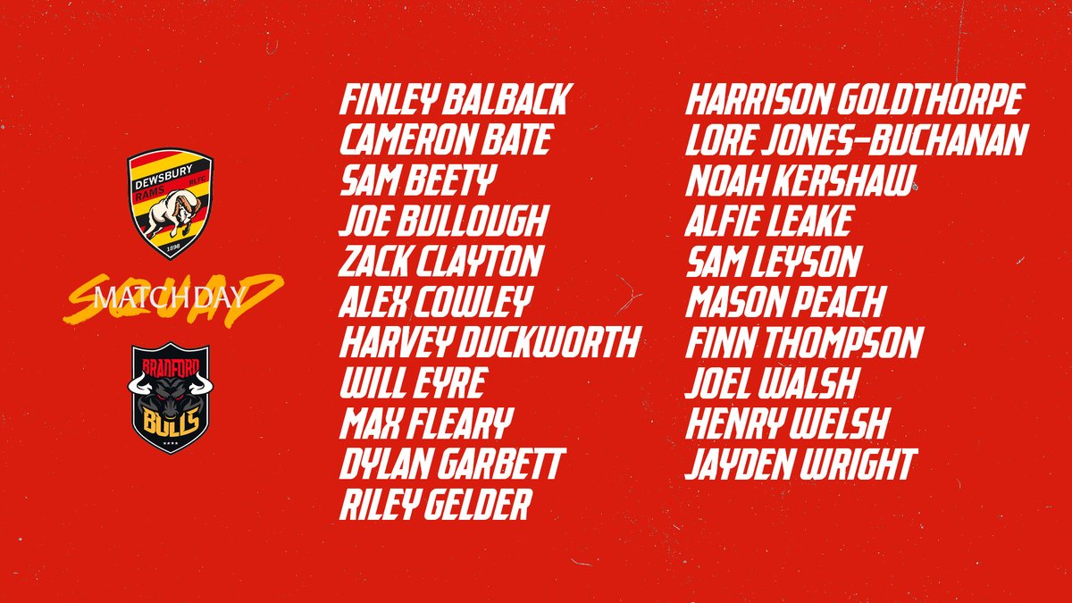 OfficialBullsRL's tweet image. 👥 SQUAD | Pathways head coach Jonathan Schofield has named his squad to face Dewsbury Rams in a pre-season fixture on Saturday 10th January at the FLAIR Stadium (1:30pm).

📖 | bradfordbulls.co.uk/article/3450/s…

#RunWithTheBulls