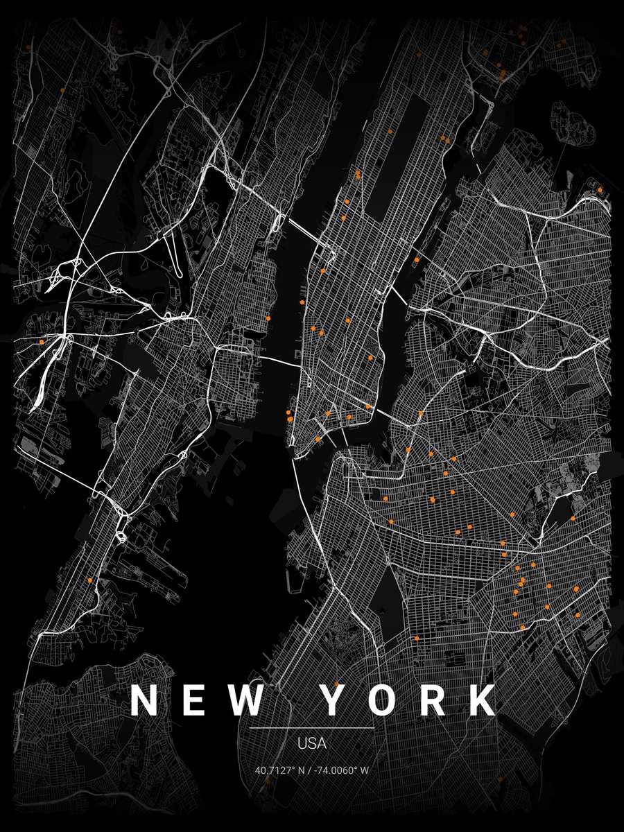 getpy's tweet image. I saw a poster in a coffee shop and thought, " I could vibe code that." ☕️✨

Introducing maptoposter: A Python tool / script to turn any city into a minimalist piece of art.

First up: New York in the Noir theme. The Manhattan grid that's familiar to all. 🗽