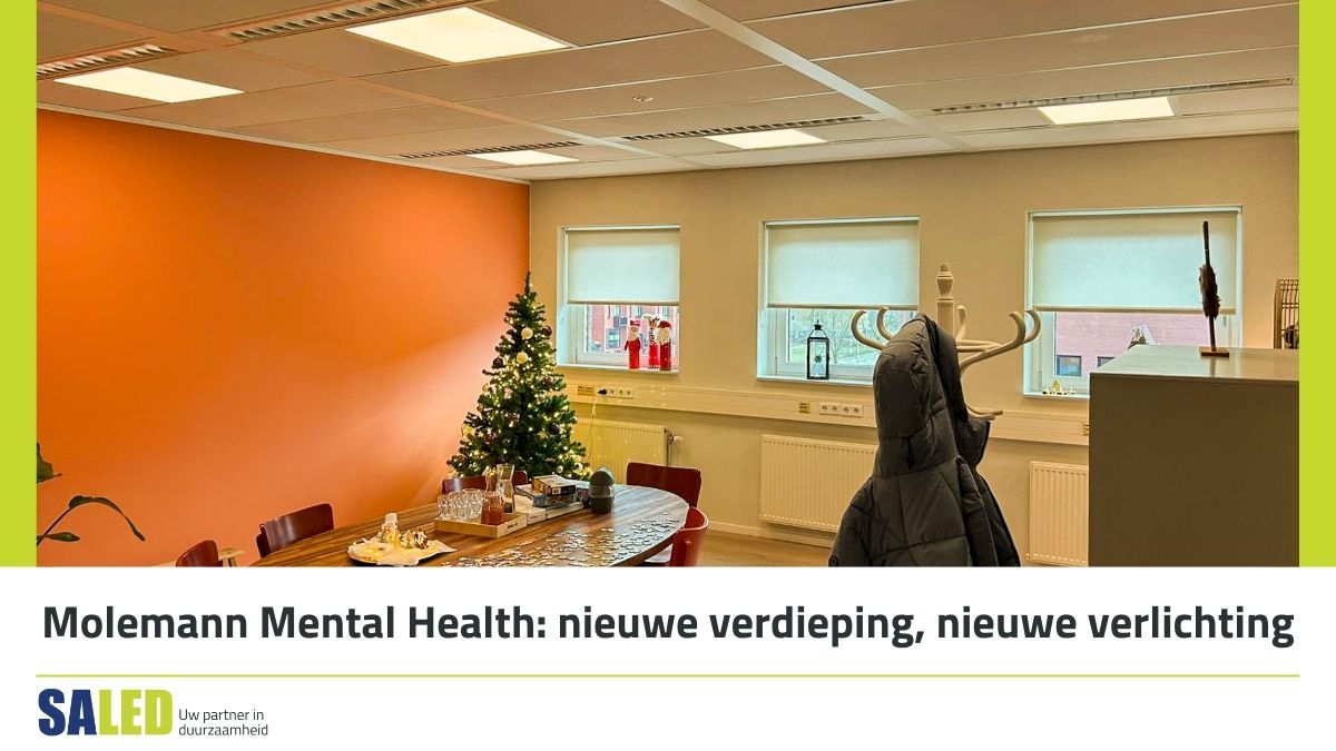 Molemann Mental Health koos voor Saled verlichting. Binnen een maand realiseerden we een energiezuinige LED-installatie met 96 panelen en 27 downlighters. 
Duurzaam, comfortabel en op tijd klaar voor de heropening.

#ledverlichting #zorgsector #duurzaam