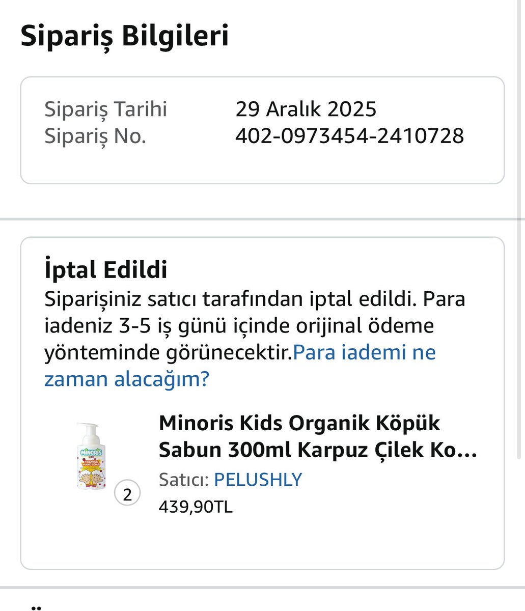 Sayın <a href="/AmazonHelp/">Amazon Help</a> yetkilileri 
Daha önce sipariş verip 8 gün sonra dün stok olmadığı için iptal edilen ürün şuan aynı satıcı tarafından zamlı olarak tekrar satışta. Bu durumu nasıl açıklayacaksınız?<a href="/amazon/">Amazon</a>