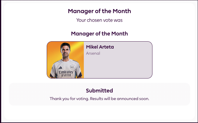 ennytwit's tweet photo. Manager of the Month @Arsenal Voted https://t.co/nOI7BtFyVJ