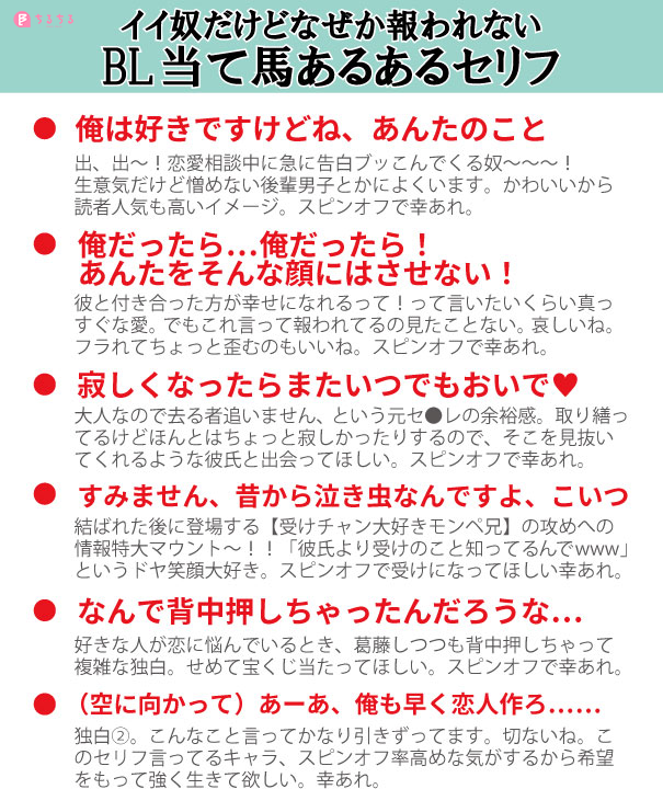スピンオフで報われてほしいBL当て馬セリフ 👇セリフが登場する作品