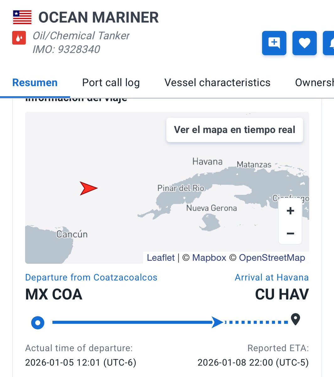 Ahí va, navegando, otro regalo de combustible a Cuba 👇
