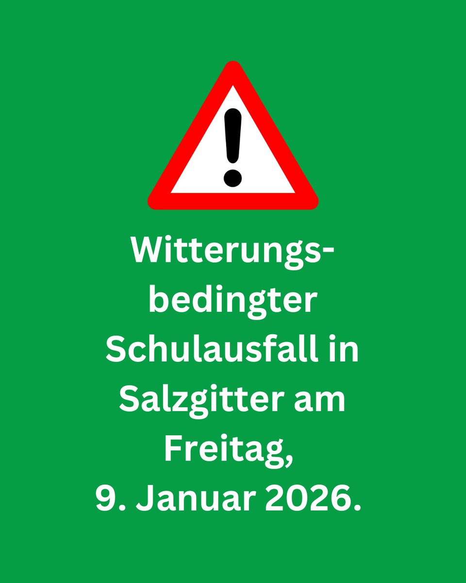 Wichtige Info: Schullausfall in Salzgitter am 9. Januar. Weiter Infos hier: salzgitter.de/pressemeldunge…