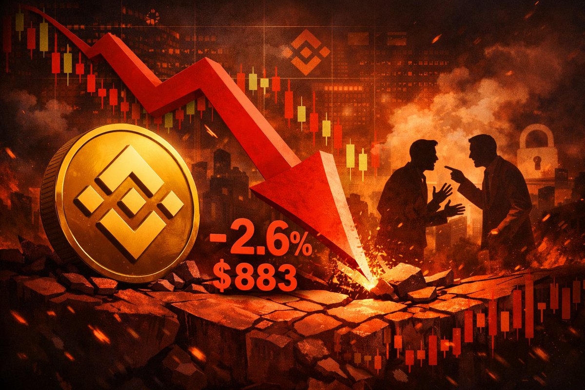 🚨 $BNB dropped 2.6% to $883, falling below the $900 level as the wider  crypto market declined. Concerns over a leadership dispute at major BNB  holder CEA Industries added pressure. Despite a