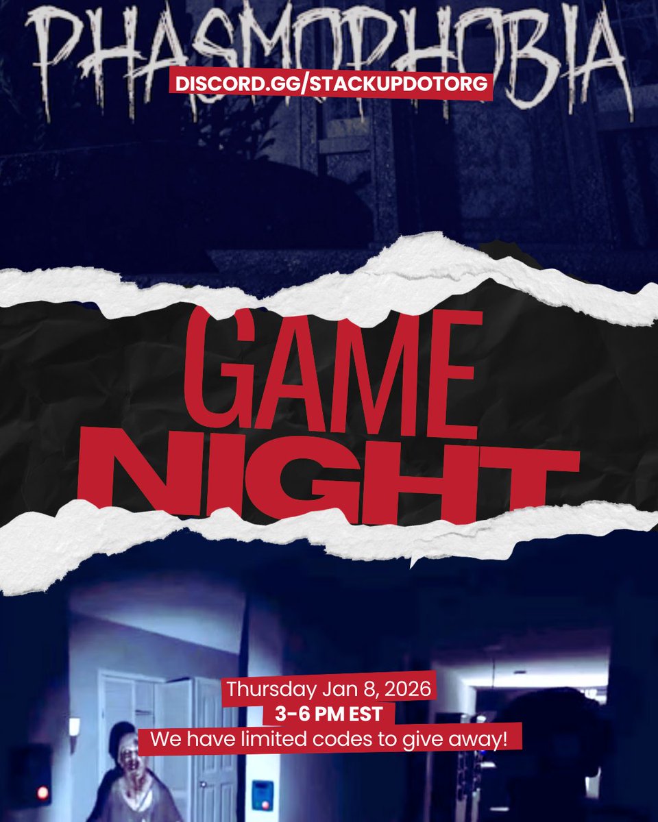stackupkoin's tweet photo. TODAY at 3pm EST! We'll be hosting a game night for @PlayPhasmo with codes to give away for PC! Join us to play, grab a copy, or just vibe and watch while others play. The choice is up to you! Only in the @StackUpDotOrg discord! https://t.co/7i4b8ravDM