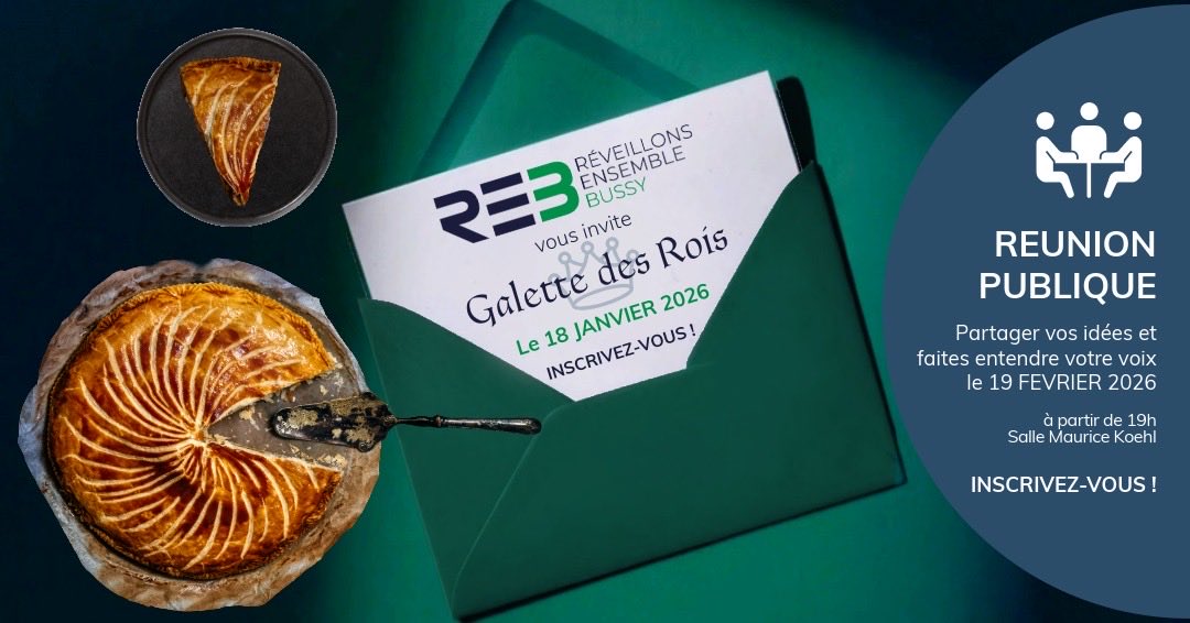 🎉 Galette des Rois à Bussy Saint-Georges 👑
📅 Dimanche 18 janvier
🕔 À partir de 17h00
📍 Restaurant Le Palombiaggia - Bussy Saint-Georges
👉 Inscription en cliquant sur :
reveillonsensemblebussy.fr/index.php/gale…

#reveillonsensemblebussy