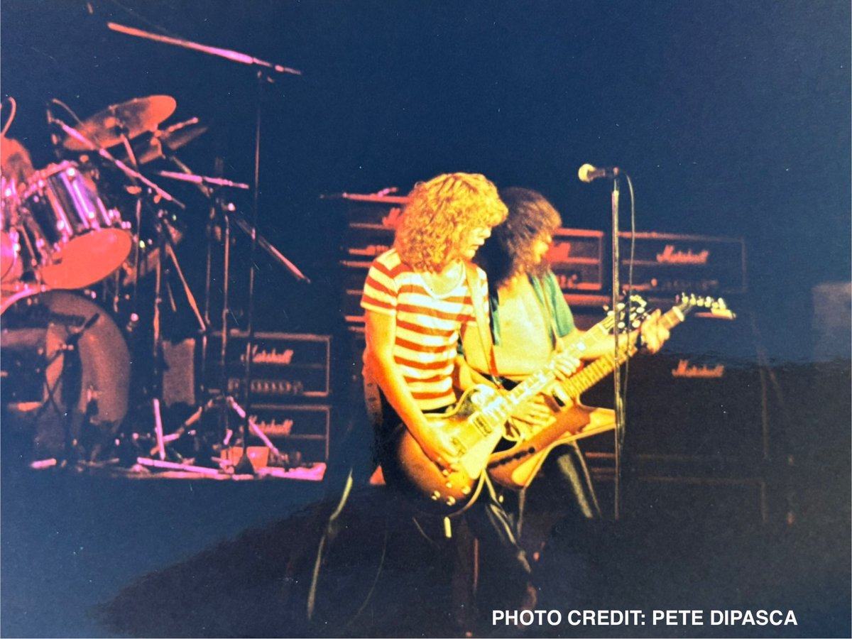 PeteDiPasca's tweet photo. @DefLeppard I took this photo of Steve Clark &amp; Pete Willis on Aug 1, 1980 at The Palladium in NYC, opening for AC/DC, their first live show ever in the US, also Joe Elliott’s 21st birthday. This photo is from my private collection of personal concert photos, first time ever in public. https://t.co/eJlkxsjHFj