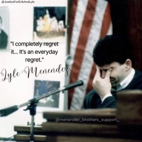 “I completely regret it… It’s an everyday regret.” — Lyle Menendez 
Not just a quote, but a lifetime shaped by fear, trauma, and silence.
Regret speaks to humanity — and listening is part of justice.
#JusticeForErikAndLyle