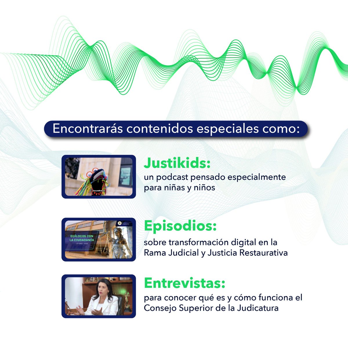 judicaturacsj's tweet image. 🎙️⚖️ El Consejo Superior de la Judicatura está en #Spotify 🎙️⚖️

Un espacio para conocer cómo la justicia se transforma, se acerca a la ciudadanía y fortalece la democracia.

🎧  Encuéntralo aquí y suscríbete👉 acortar.link/siazMt