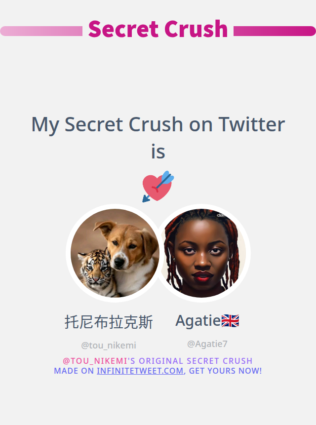 My Secret Crush on Twitter is <a href="/Agatie7/">Agatie🇬🇧</a>

➡️ infinitetweet.me/secret-crush