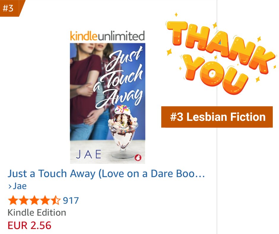 Thank you so much to everyone who helped to make "Just a Touch Away" the number 3 in the #LesbianFiction Amazon top 100!

I hope you'll be enjoying Winter's and Hannah's story.

If you missed it so far, it's still on sale at $2.99 / 2,99 € for a few more days.