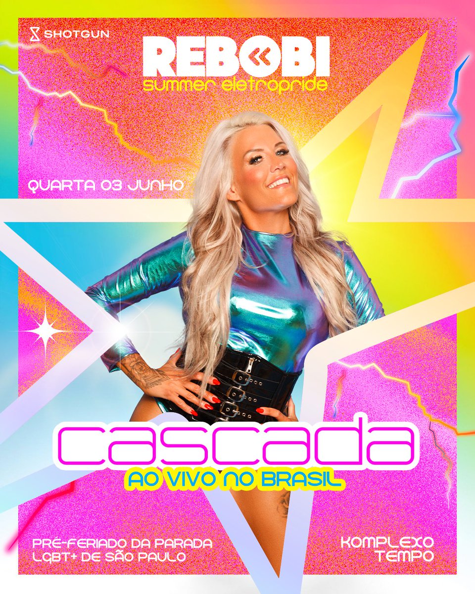 pra quem perdeu a primeira <a href="/rebobinights/">Rebobinights</a> summer do ano + o anúncio do show do ano 

<a href="/cascada_music/">Cascada</a> pela primeira vez no 🇧🇷 no feriado da parada

vem que o 3° lote tá cantando

shotgun.live/en/events/casc…