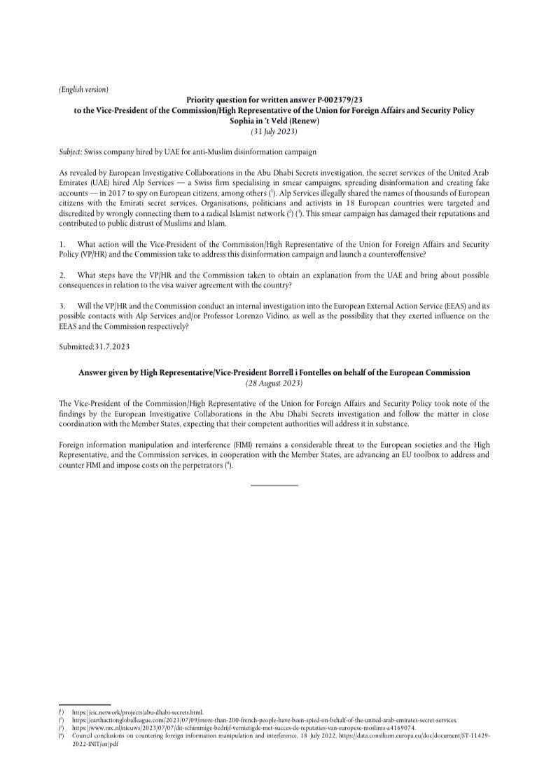 This is insane. How come this is not talked anywhere???

The European Parliament released documents revealing that the United Arab Emirates carried out secret anti-Islam operations in Europe.

According to the documents, the UAE paid millions of dollars to a Switzerland-based