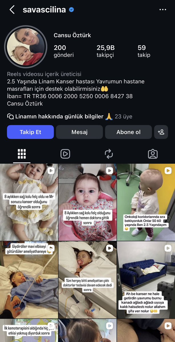 Kanser hastası minik Lina’ya destek olmak isteyenler

instagram.com/savascilina?ig…