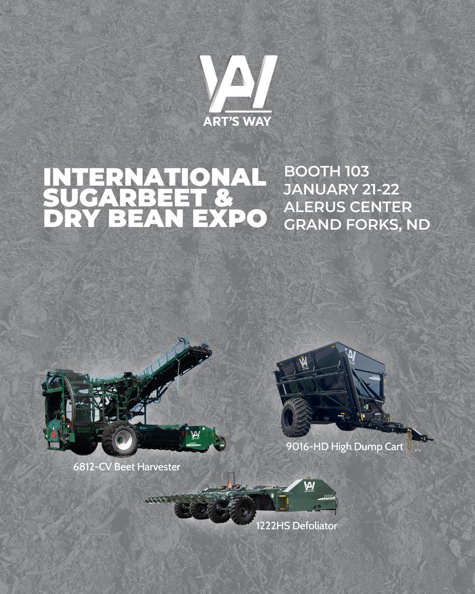 We'll be in Booth 103 at the Alerus Center with our brand new 6812-CV harvester (and its friends) in less than two weeks. Will we see you there?