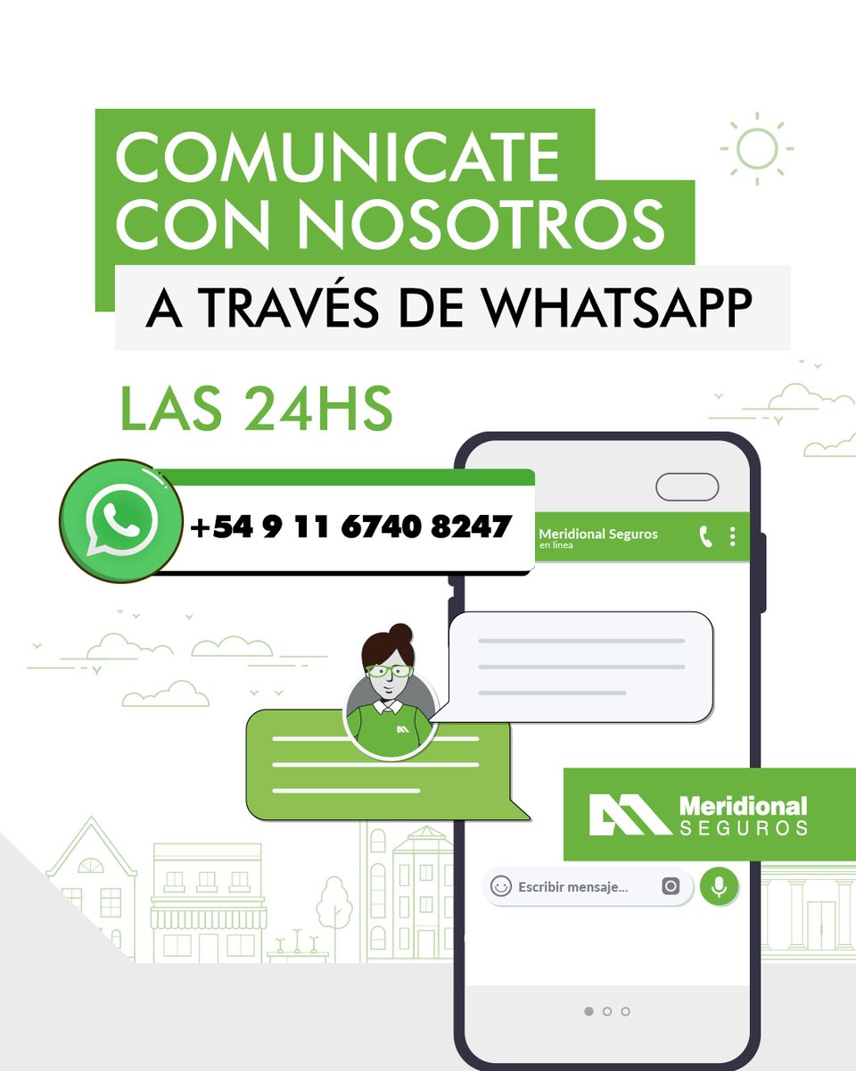 ¡Comunicate con nosotros por WhatsApp! 💬📲

Descargá tu póliza, denunciá siniestros, pedí auxilio mecánico y más, de forma rápida y simple.

👉 +54 9 11 6740 8247

💚 #ConVosEnCadaMomento #AtenciónOnLine