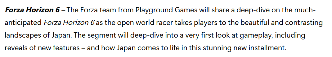 FORZA HORIZON 6 TRAILER JAN 22!!

Gameplay deep dive and all! I assume this means we COULD see a release in March at the earliest and June at the latest. I'm betting on March I think!👀