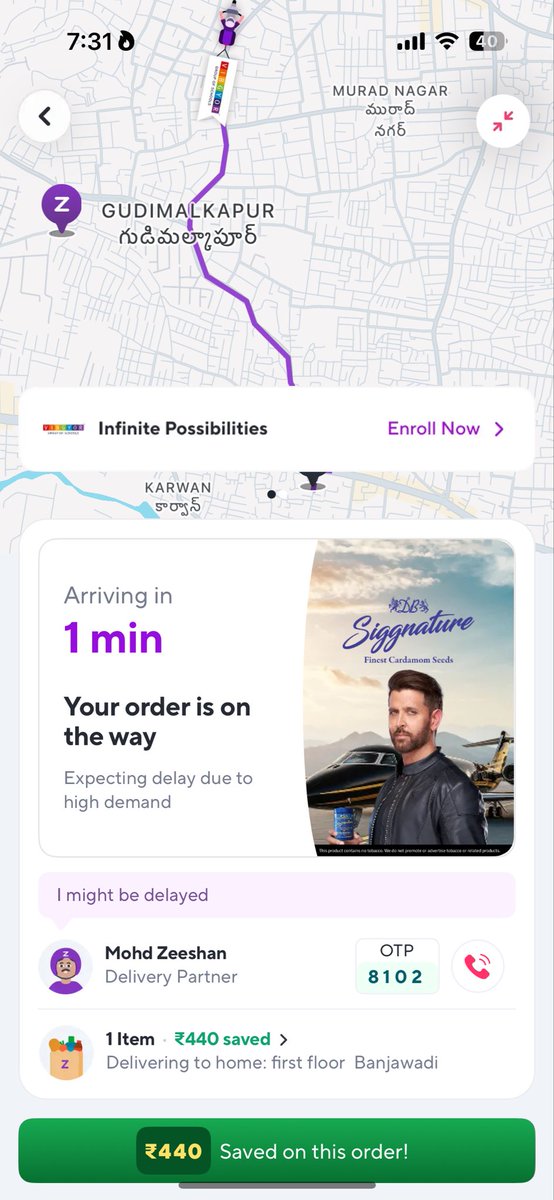 DevaRatna18254's tweet image. Waste service by Zepto I have placed my 
 Order at 6:57 still I didn’t received my order from last 20 mints it’s showing 2 minutes to reach the location but still I didn’t receive fake delivery promises from Zepto @ZeptoNow @zeptocares #worstservice  #fake