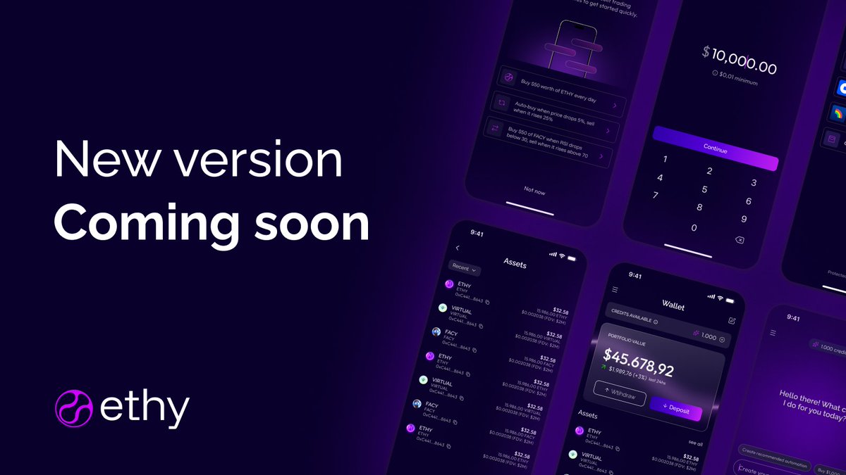 🛠️🟣 We’ve been restructuring Ethy to support the next level of scale.

Strengthening the core trading flows while adding new capabilities that expand what Ethy can do.

Better UX. Stronger agent logic. A product built for millions, not just early power users.

This is the