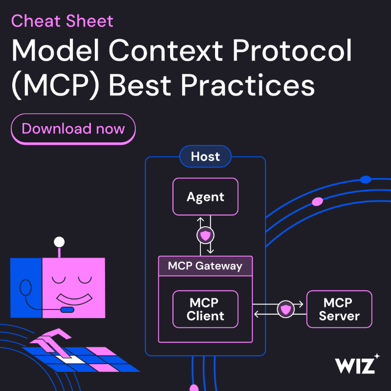 wiz_io's tweet photo. As MCP adoption grows, teams are moving quickly to secure how LLMs connect to tools and data. We put together 7 best practices to help you:
- Lock down supply chains
- Enforce least privilege
- Add human oversight