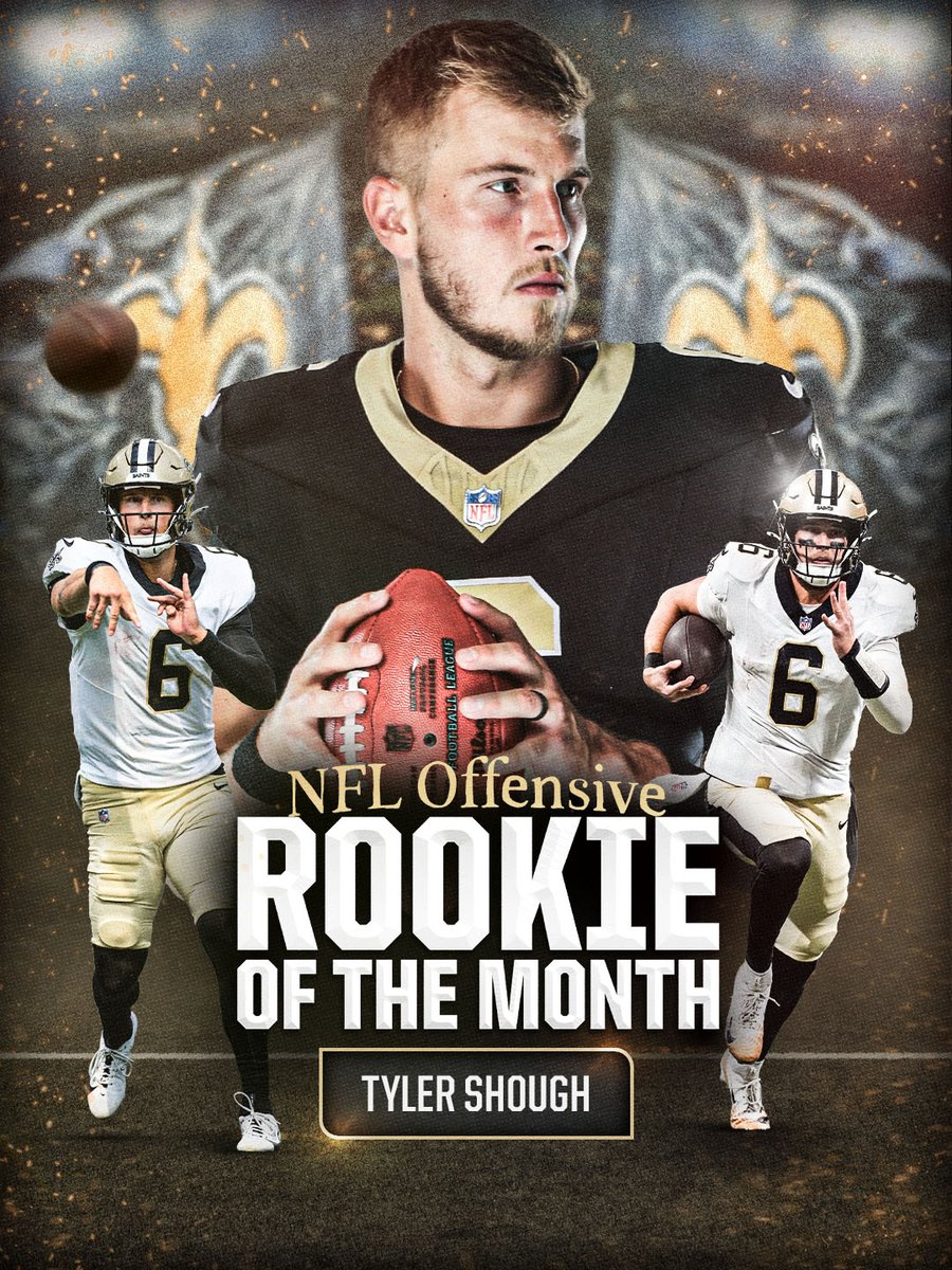 Saints's tweet image. Congrats to @TylerShough2 on being named the @NFL Offensive Rookie of the Month 🔥