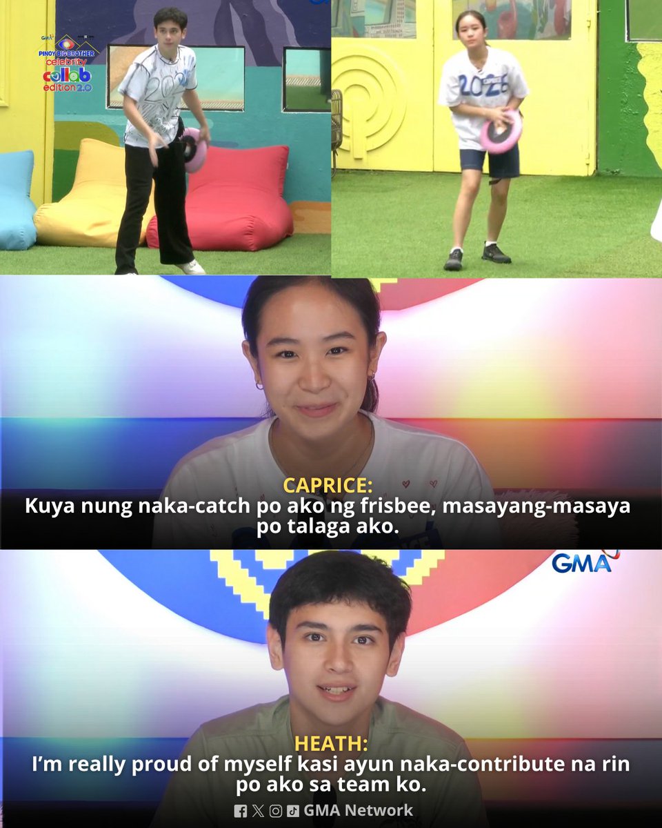 gmanetwork's tweet photo. #PBBCollab20TYSMiggy: Good job, P̶a̶n̶c̶a̶k̶e̶s̶, este Caprice and Heath! 

Watch #GMAPBBCollab on weekdays at 9:40 PM and on weekends at 6:15 PM on GMA! 

For PBB All-Access Livestream, visit: https://t.co/Wy2tyyCcUl https://t.co/GD2YQUMKoN