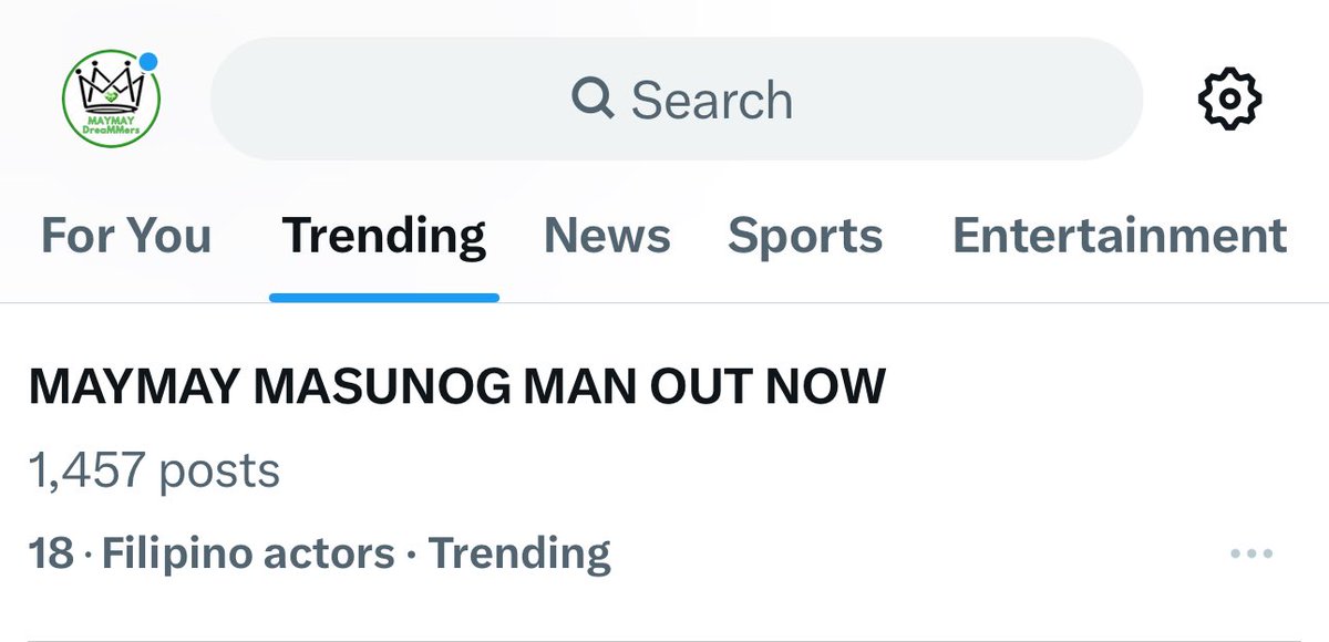 TeamMMEntrata's tweet image. MAYMAY MASUNOG MAN OUT NOW is now trending at 18th spot nationwide.

Please keep on streaming and powerviewing.

@StarPopPH @roxsantos @maymayentrata07 

MAYMAY MASUNOG MAN OUT NOW
