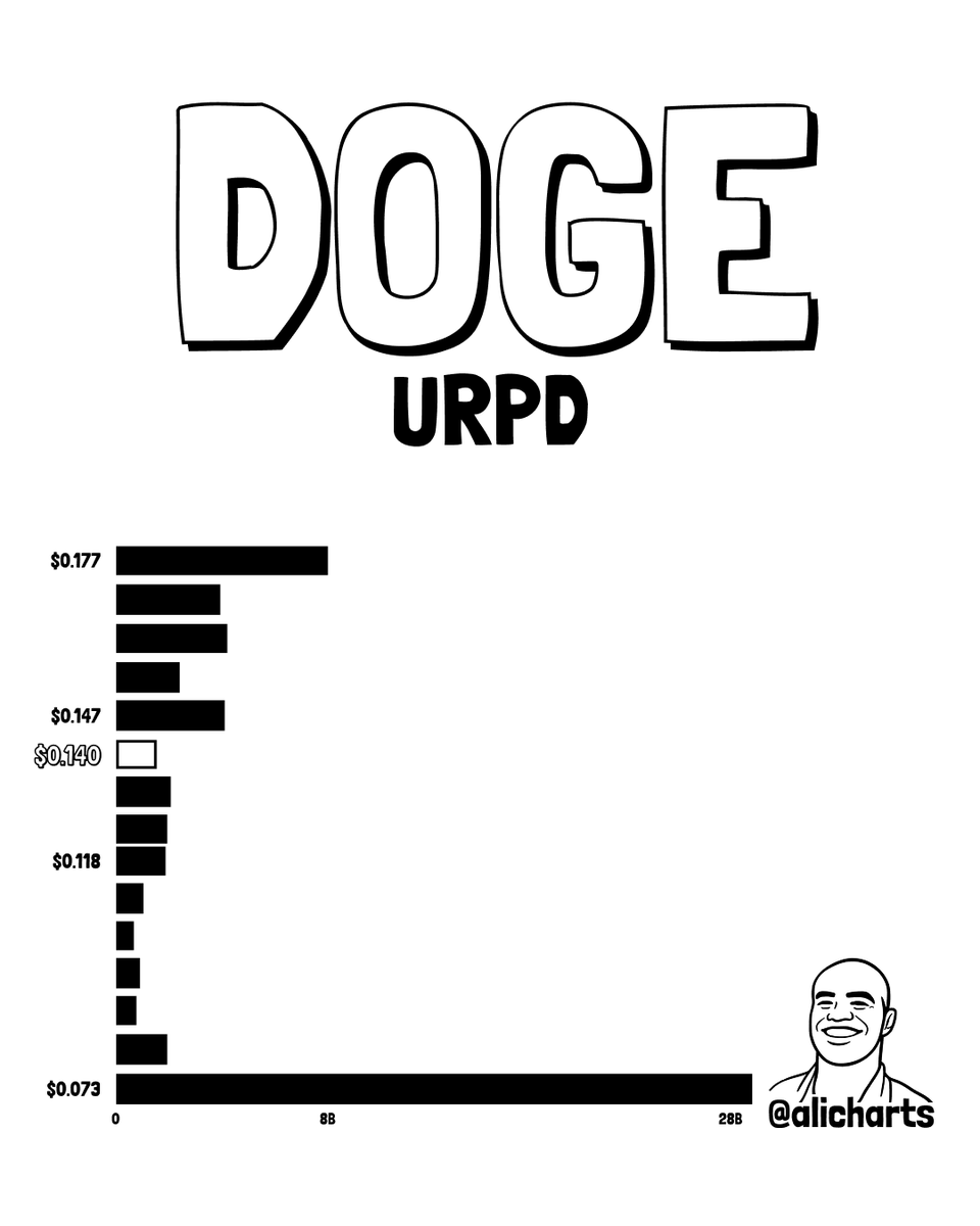 Dogecoin $DOGE is hanging by a thread. The next major support sits all the  way down at $0.073.
