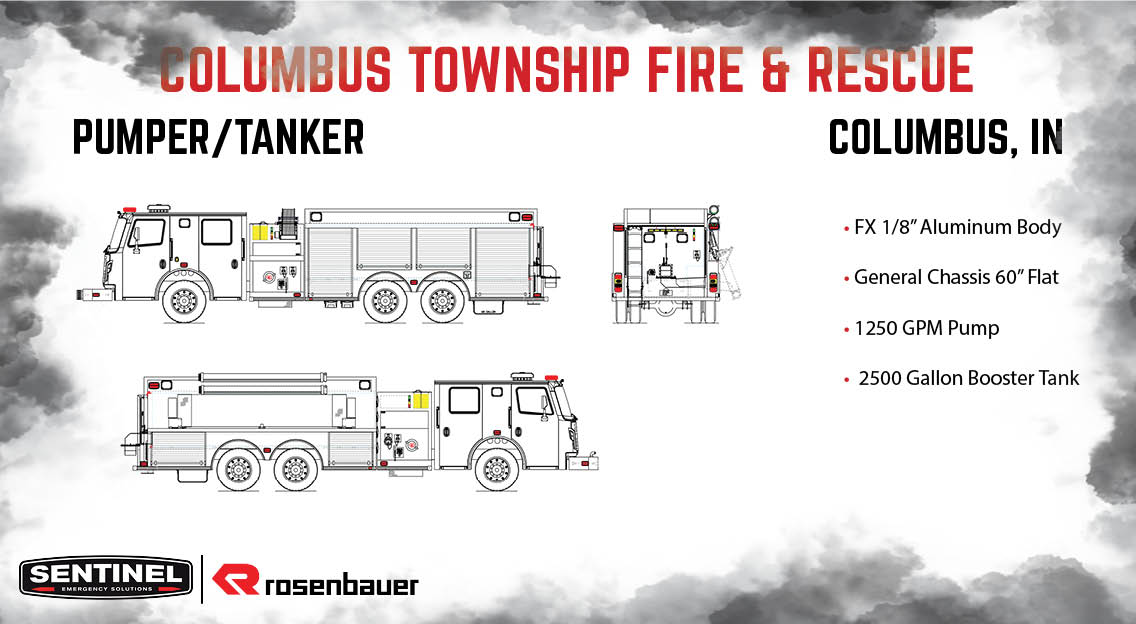 Sentinel_EmgSol's tweet image. NEW ORDER! 
The Columbus Township Fire &amp;amp; Rescue in Columbus, IN recently ordered this @rosenbauerus pumper/tanker! Thank you to Chief Ferrenburg, Columbus TWP Trustee Weisner, and the firefighters of Columbus Township for choosing Sentinel and Rosenbauer!
sentineles.com/columbusindian…