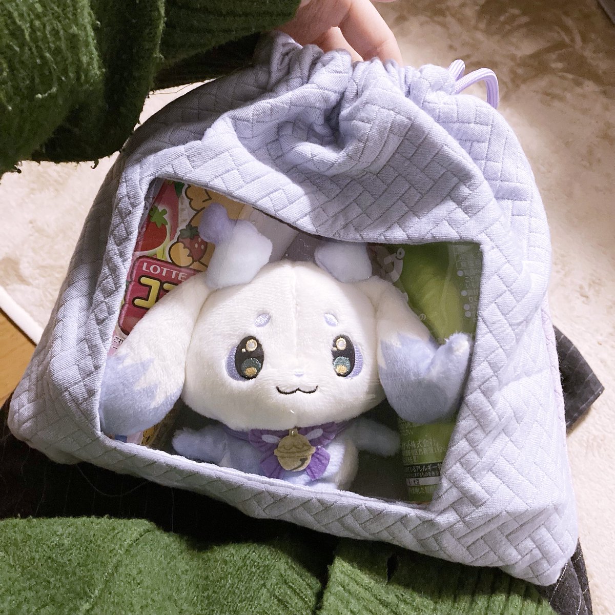 titanium22_1668's tweet photo. ちょま連れていく巾着作った！
ちょま単体だとすかすかだけど、チップスターとコアラのマーチ入れたらちょうどだった！ https://t.co/fkxHabdVuD
