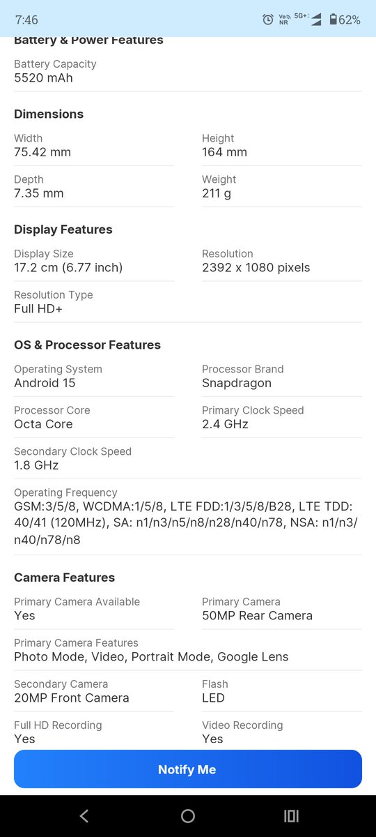 BKPatil1612's tweet photo. @IndiaPOCO ~6.77″ FHD+ curved AMOLED Display.
Qualcomm Snapdragon 6 Gen 3.
8 GB RAM + 256 GB storage. 
Camera: 50 MP primary + 2 MP secondary, ~20 MP selfie Camera.
~5,520 mAh with 45 W fast charging + reverse charging battery.
#PocoM85G #DesignedToSlay https://t.co/3FV0Sd8i3g