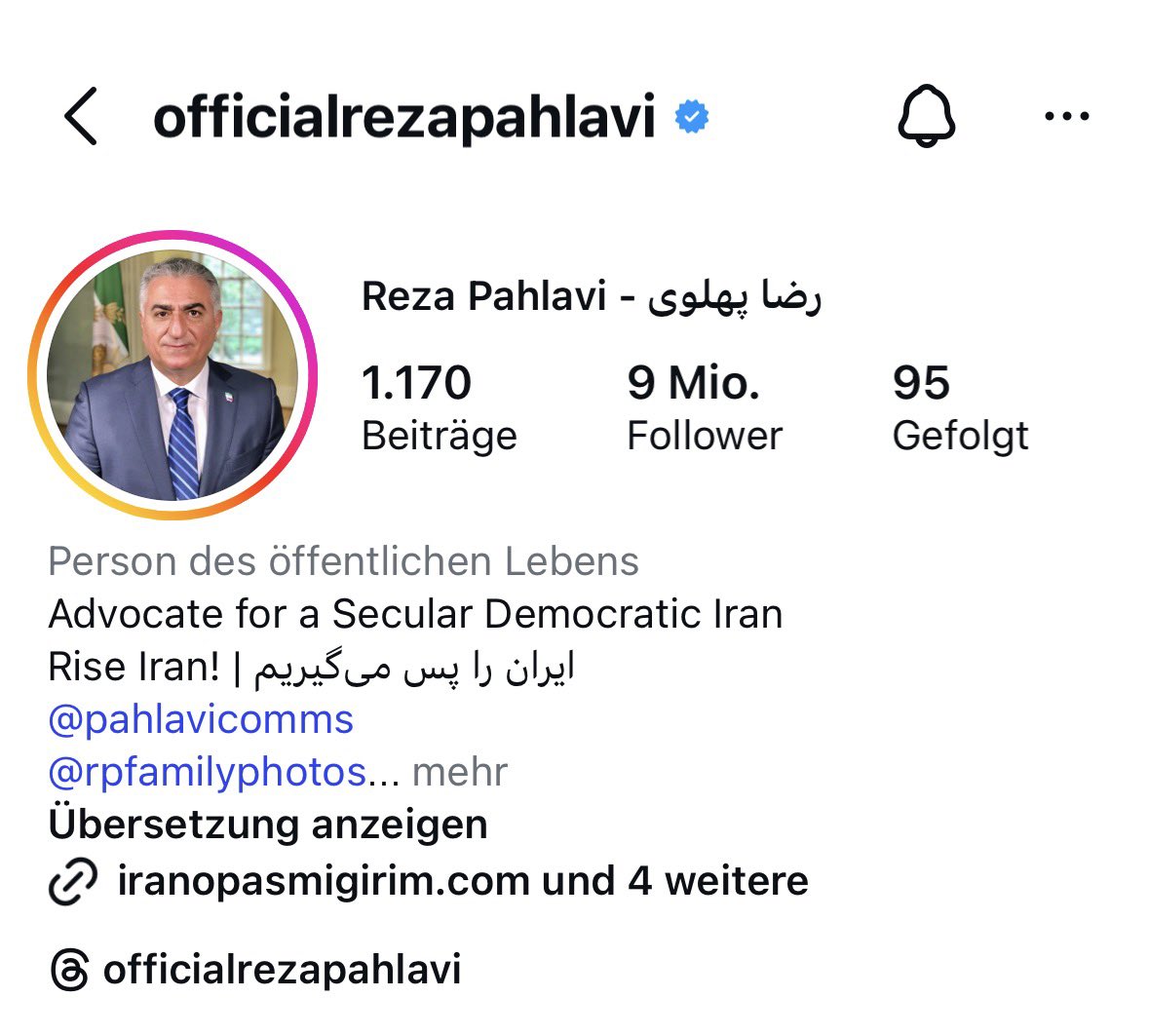marianmeyer0's tweet photo. اعلیحضرت رضاشاه دوم شعار زن زندگی آزادی رو از بایوش حذف کرد.
الهی قربون هوش و ذکاوتت برم، چقدر قشنگ سربزنگاه دست همرو رو کردی.

تا ابد
#جاویدشاه https://t.co/tMI41ZFU5H