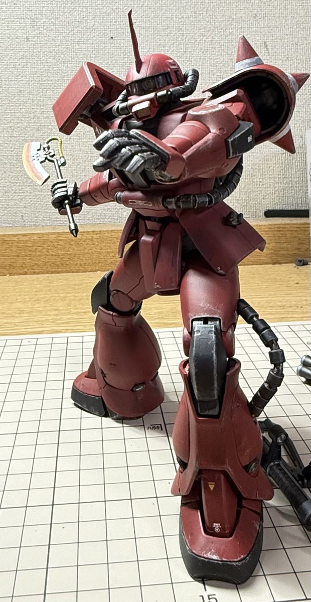 GALIL_mak1's tweet photo. MG  シャア専用ザク 完成✨
全部筆塗りで頑張りました💪
武器も���めてグラデーション入れて見ました！
 #ガンプラ好きな人たちと繋がりたい 
 #プラモデルライフ 
 #ガンプライフ https://t.co/yndle2B5Vj