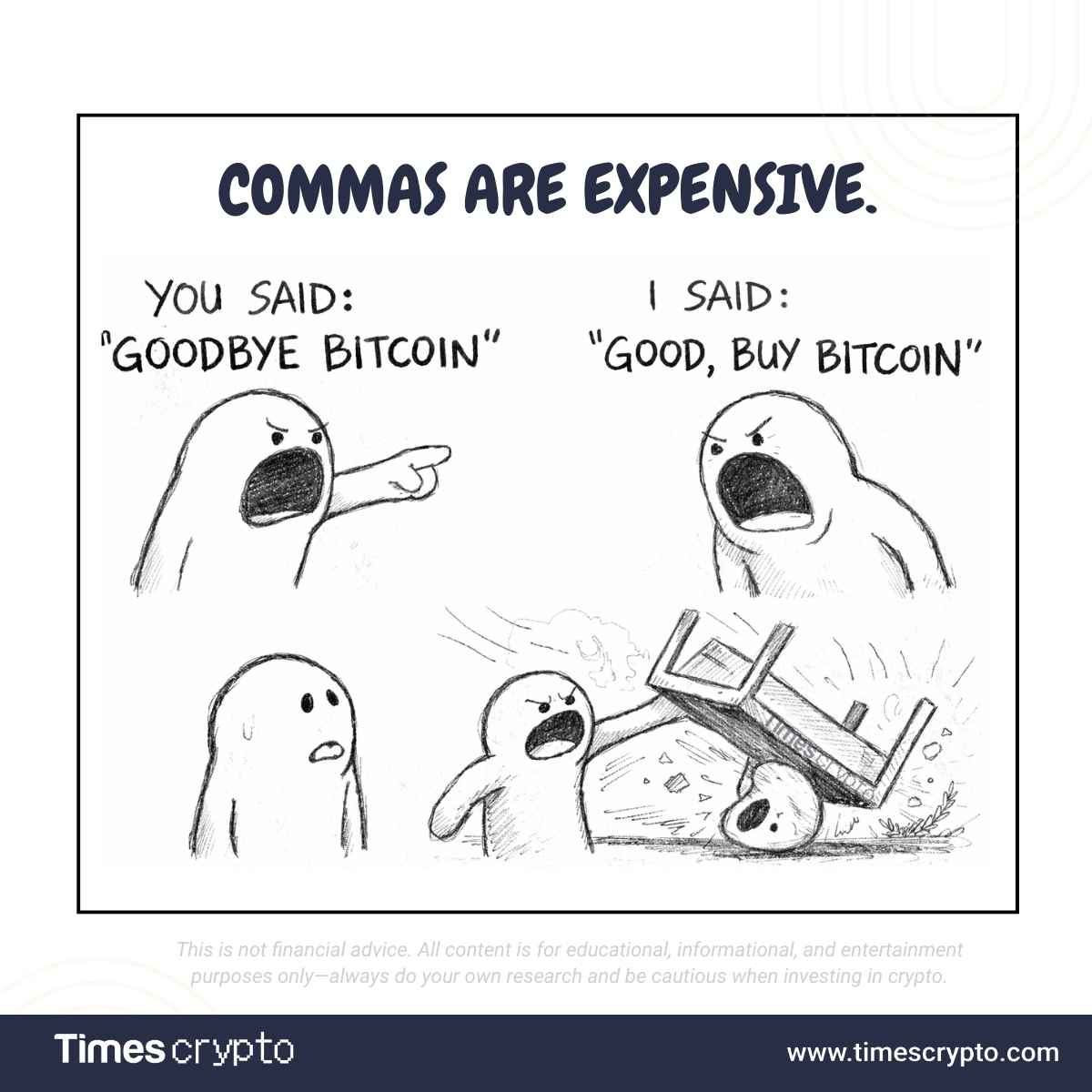 Commas matter. 😅 “You said Goodbye Bitcoin I heard Good, buy Bitcoin.” In  crypto, punctuation can change everything. More Updates:  https://t.co/aKbk33akeb #Bitcoin #CryptoHumor #MemeOfTheDay #BTC #HODL # CryptoTwitter