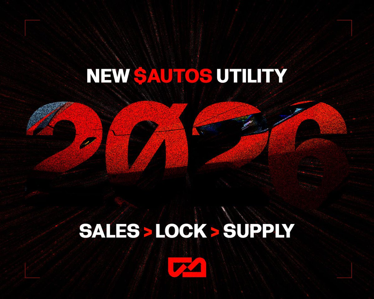 🚨🚨 $AUTOS UTILITY ANNOUNCEMENT 🚨🚨

We're kicking off 2026 with a bang, and today we’re introducing a brand new initiative for $AUTOS.

Our goal for H1 this year is to reach 20% of total token supply locked up, and beyond.

This is a project-wide push to lock up token supply