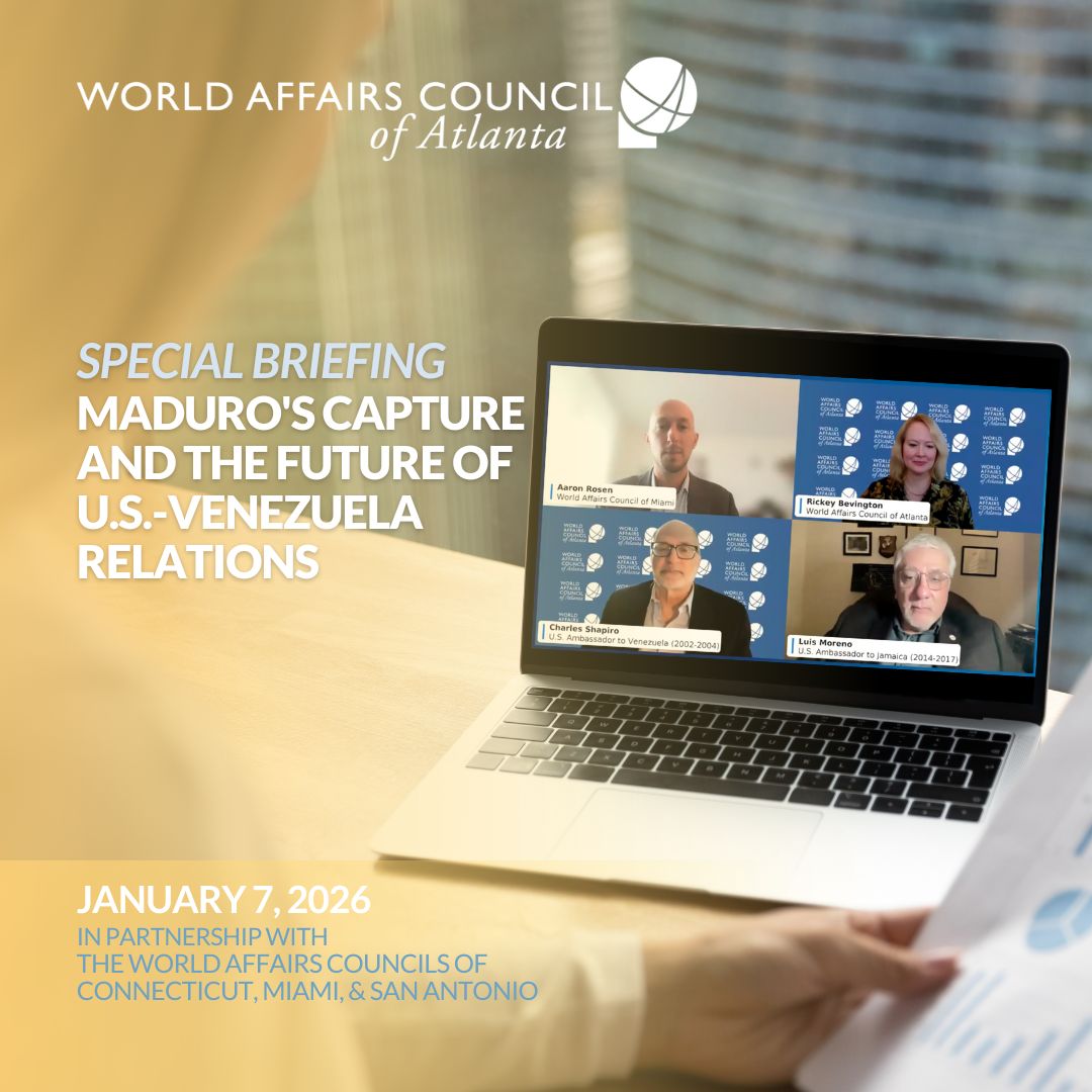 worldaffairsatl's tweet photo. Our briefing with former U.S. Amb. @shapiro_WAC hosted with @wacatlanta @WorldAffairsMIA @WorldAffairsSA &amp; @ctwac—is now available to watch. Featuring Aaron Rosen, @rickeybevington &amp; former Amb. @LuisMorenolg.
 
🎥 Watch here: https://t.co/RWDVXVyKGW 

#WorldAffairs #Venezuela https://t.co/9i6ZwRMhXW