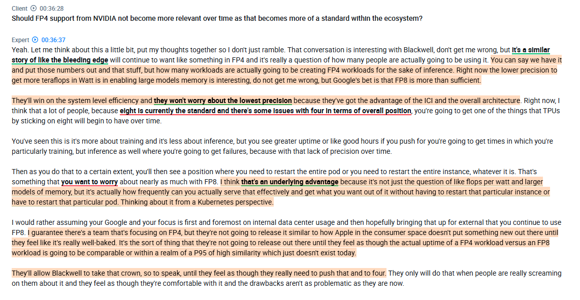 RihardJarc's tweet image. Interview with a Former $GOOGL employee who worked on TPUs on the TPU vs GPU advantage. Part 2:

1.  He thinks a significant advantage that $GOOGL's TPU Ironwood has over Nvidia is ICI and its 1.2TB/s bi-directional connection between nodes (in the context of scaling to thousands…