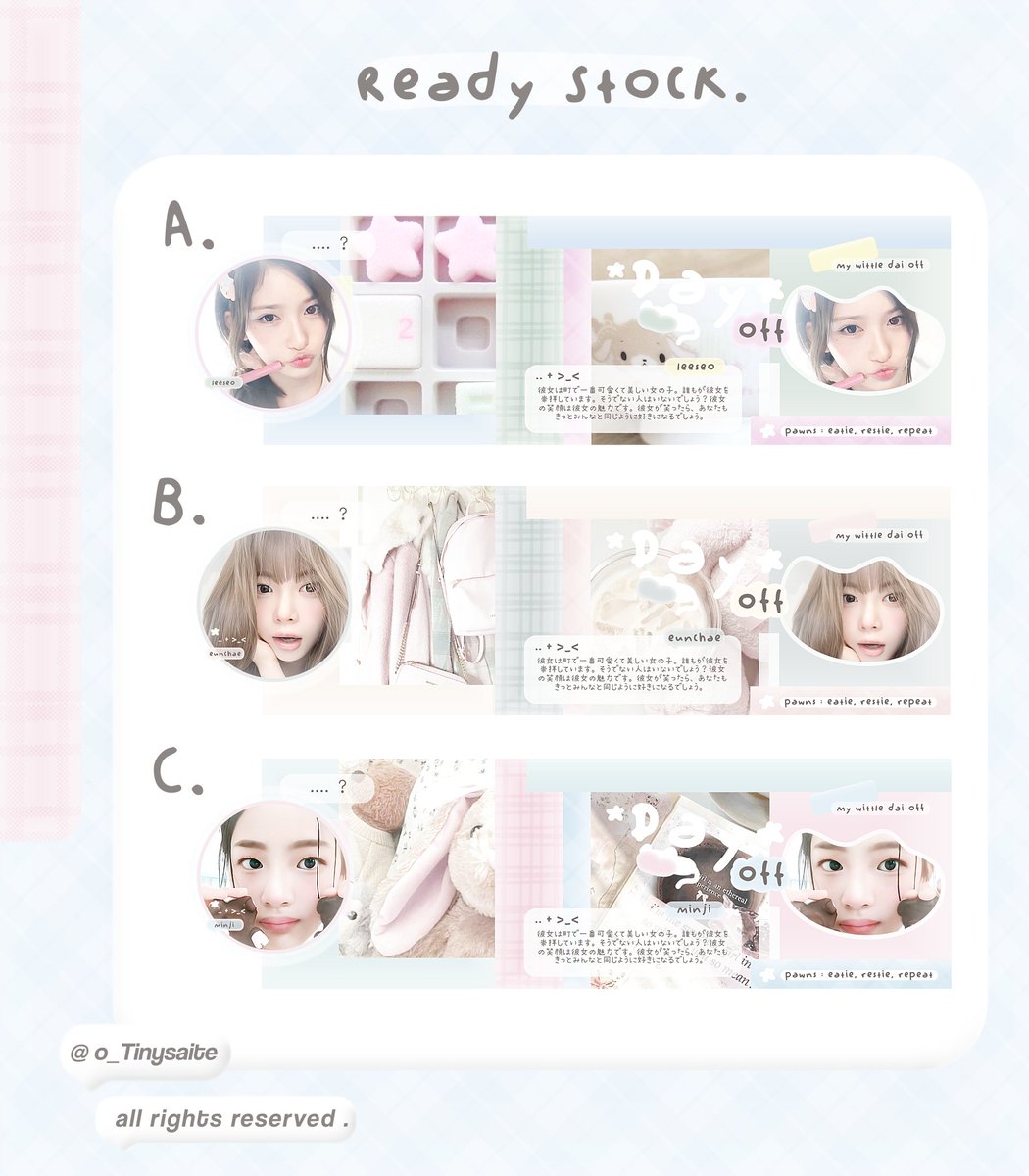 o_Tinysaite's tweet image. help repost ? thank u ♡

alOo .. aku bawa ready stock &amp;lt;day-off&amp;gt; yang bisa kamu take sekarang melalui dm ia :3 

#zonauang