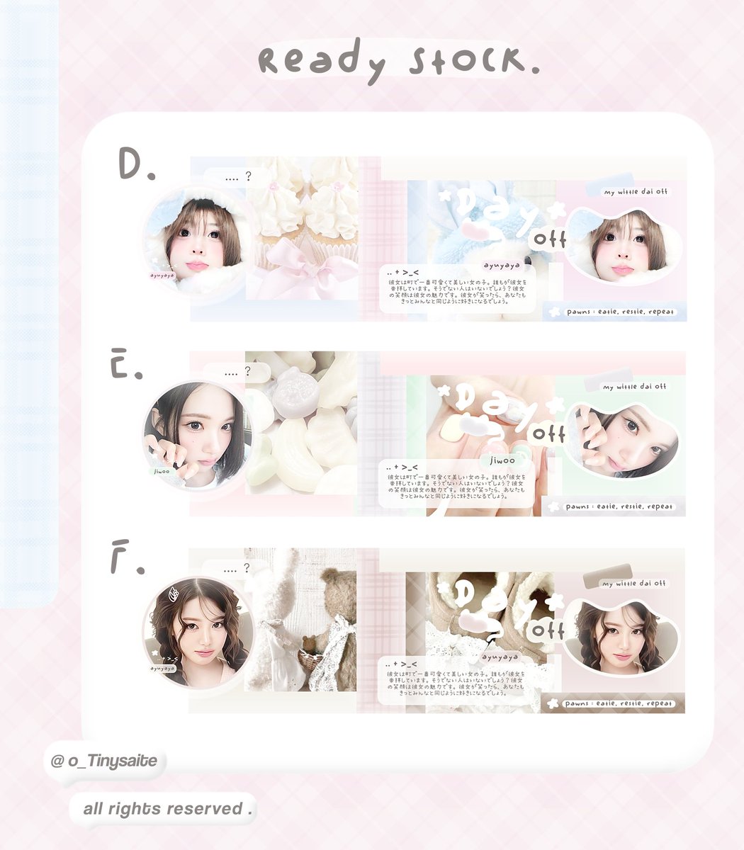 o_Tinysaite's tweet image. help repost ? thank u ♡

alOo .. aku bawa ready stock &amp;lt;day-off&amp;gt; yang bisa kamu take sekarang melalui dm ia :3 

#zonauang