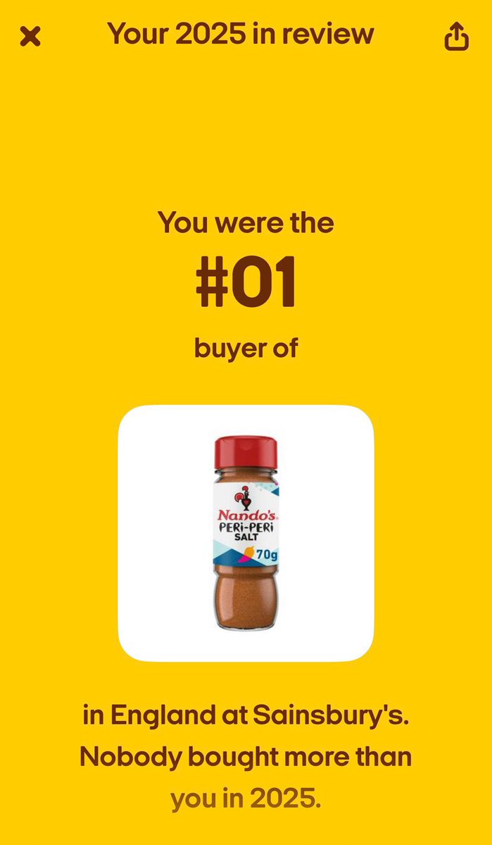 In the last year, my Mum was the number 1 buyer of Nando’s peri-peri salt from Sainsbury’s in England