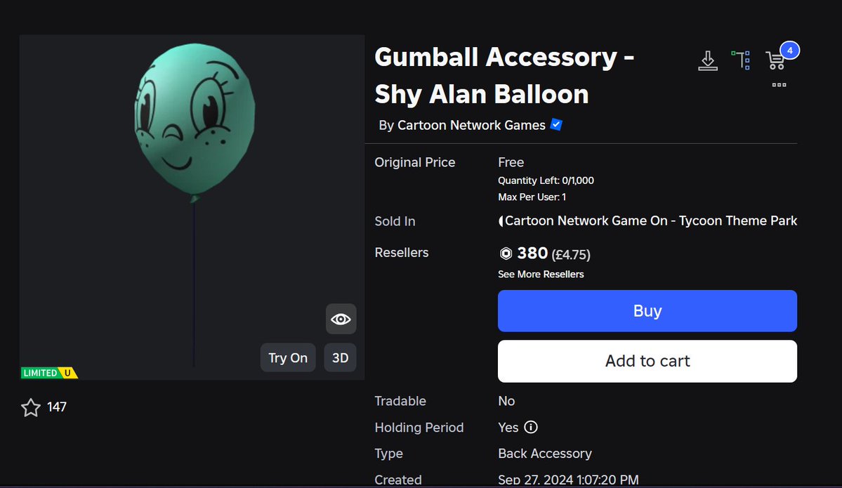 Valha28's tweet image. wdym they randomly reused Early Reel Alan's design for an official item on ROBLOX to promote CN: Game On