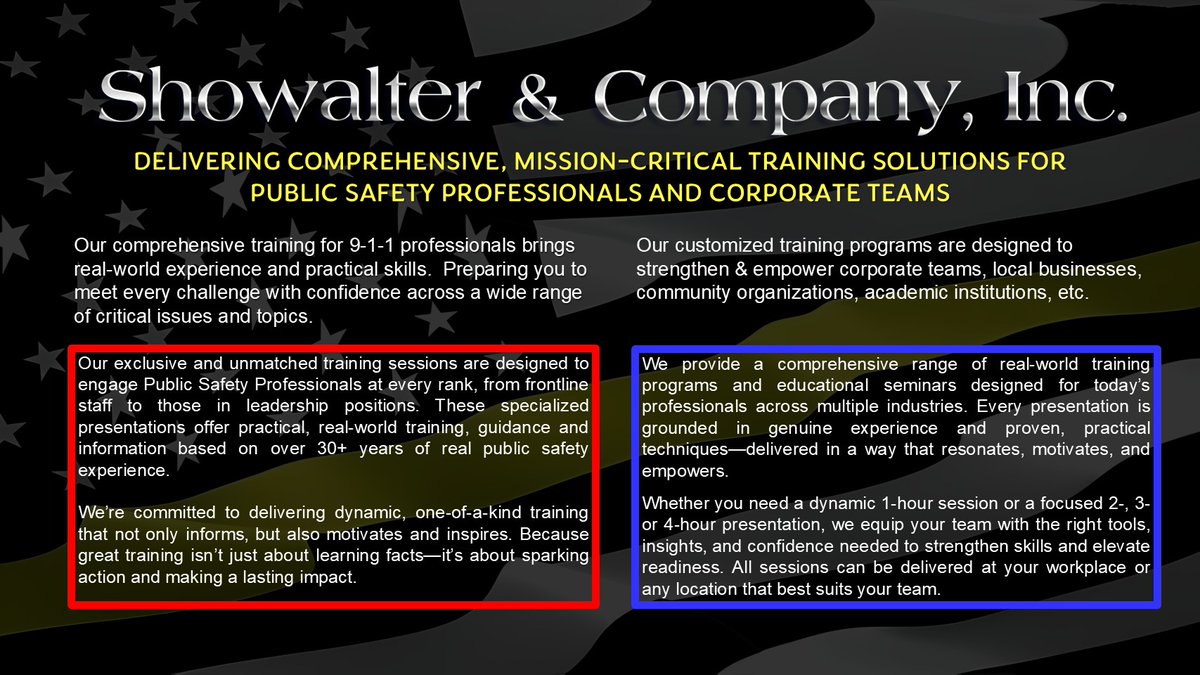 Whether you’re a public safety professional or a private sector organization, our training equips your team to perform under pressure, turning preparation into performance.  Don’t delay, contact us today for more information.